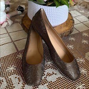 INC International Concepts Juney Shimmering Rhinestone Bronze Brown Ballet Flats